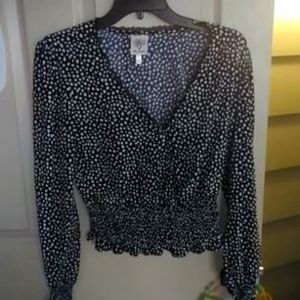 Black and white polka dot crop top